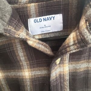 Old Navy Brown and Tan Checkered Shirt